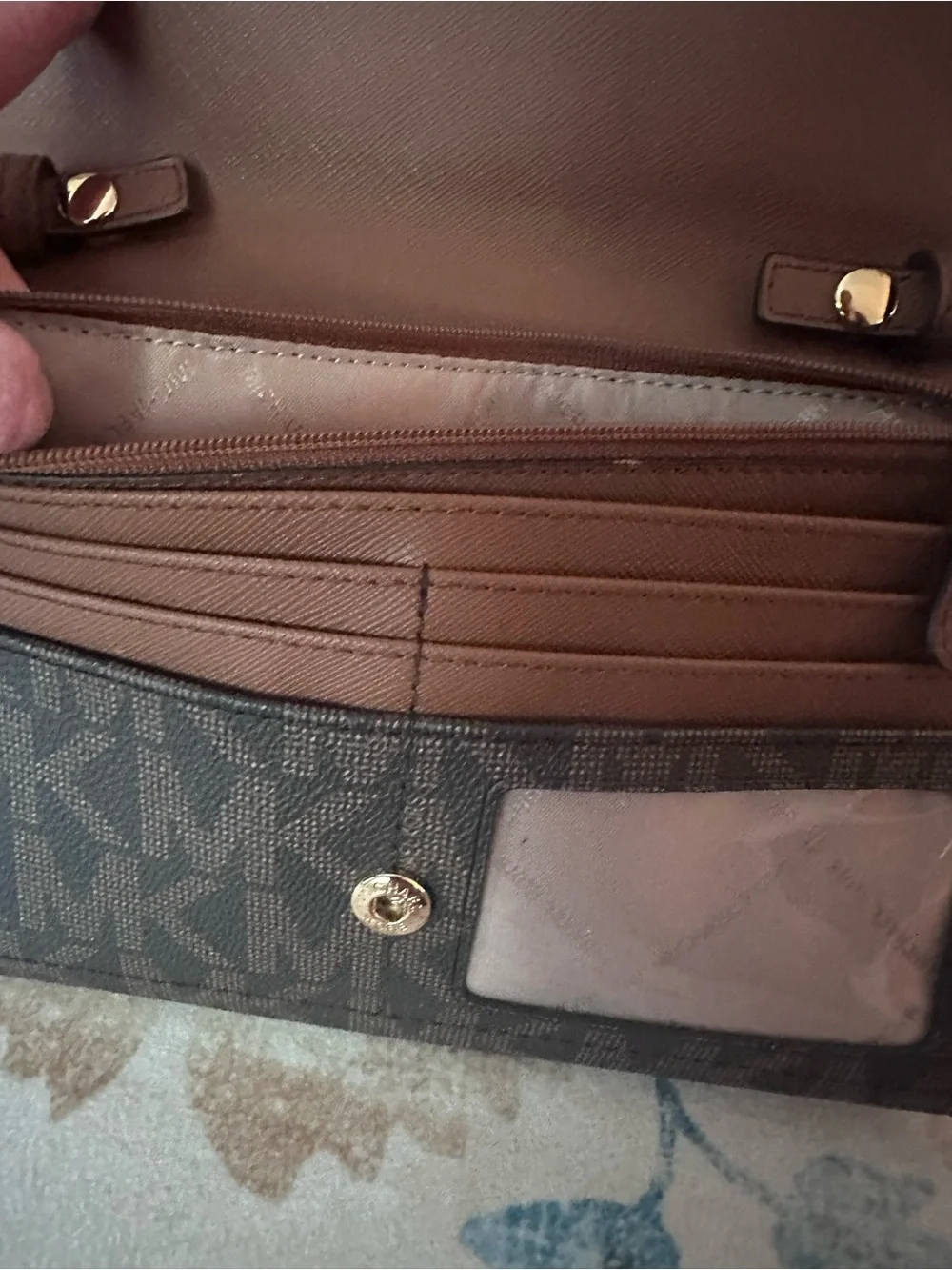 EUC- Michael Kors Brown MK Logo Crossbody Bag with Gold Hardware